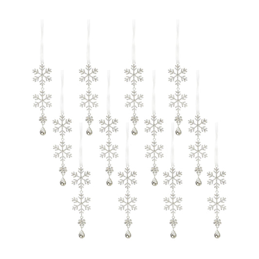 Jewel Tiered Snowflake Ornament Drop (Set of 12)