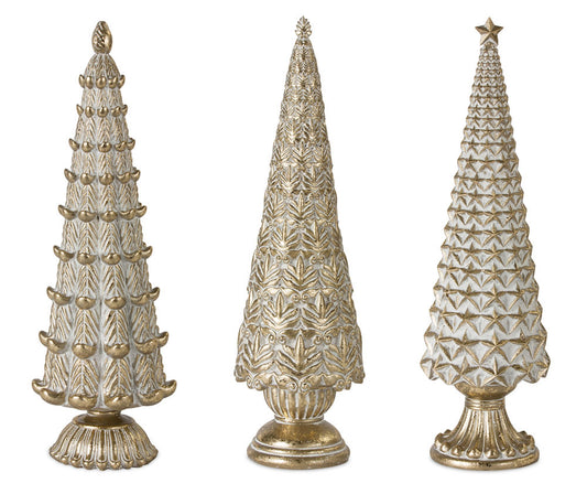 Geometric Holiday Tree with Gold Finish (Set of 3)