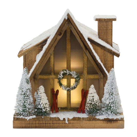 Vintage Ski Lodge Lighted Display 14.5"H