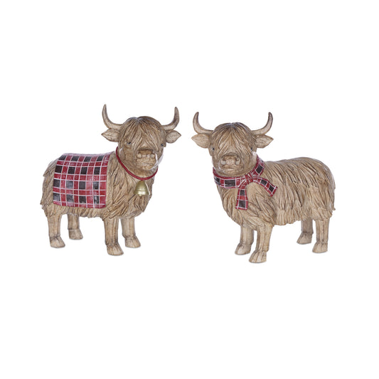 Highland Cow Winter Figurine (Set of 2)