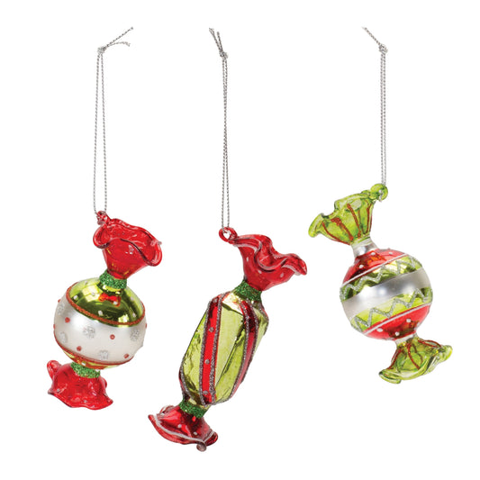 Glass Wrapped Candy Ornament (Set of 12)