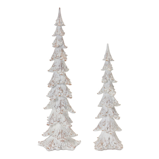 White Washed Pine Tree (Set of 2)