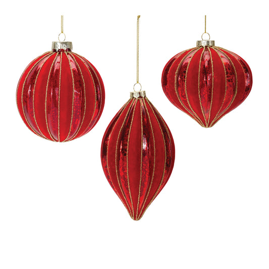 Ribbed Mercury Glass Ornament (Set of 6)