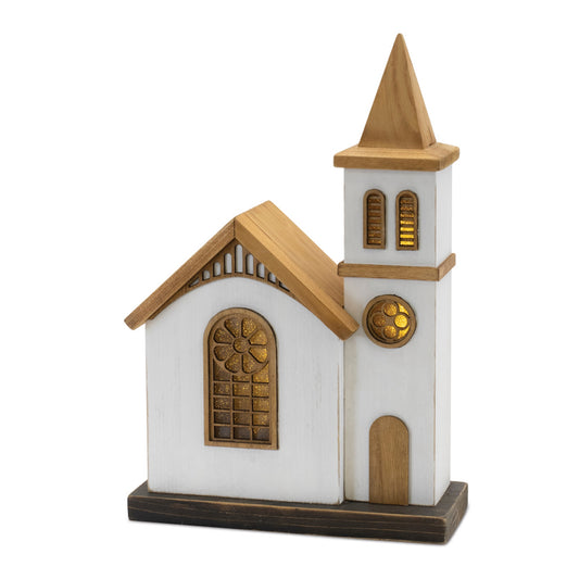 LED Lighted Winter Church Display 12"H