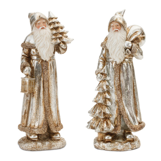 Glittered Woodland Santa with Pine Tree (Set of 2)