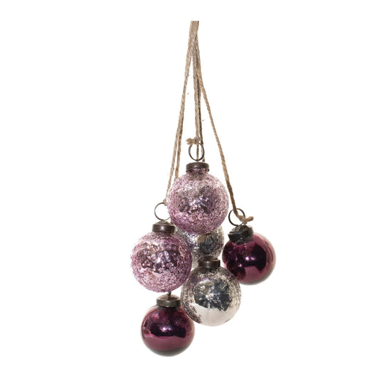 Purple Glass Ball Cluster Drop Ornament (Set of 2)