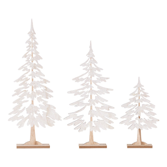 Glittered Wood Pine Tree Outline (Set of 3)