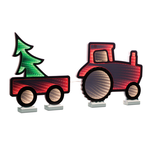 Holiday Tractor and Wagon Ekko Light Display 29.5"L