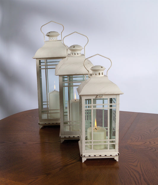 Lantern (Set of 3) 14"H, 17"H, 20"H Metal/Glass