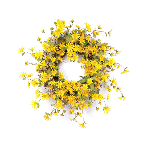 Daisy Wreath 23"D Polyester