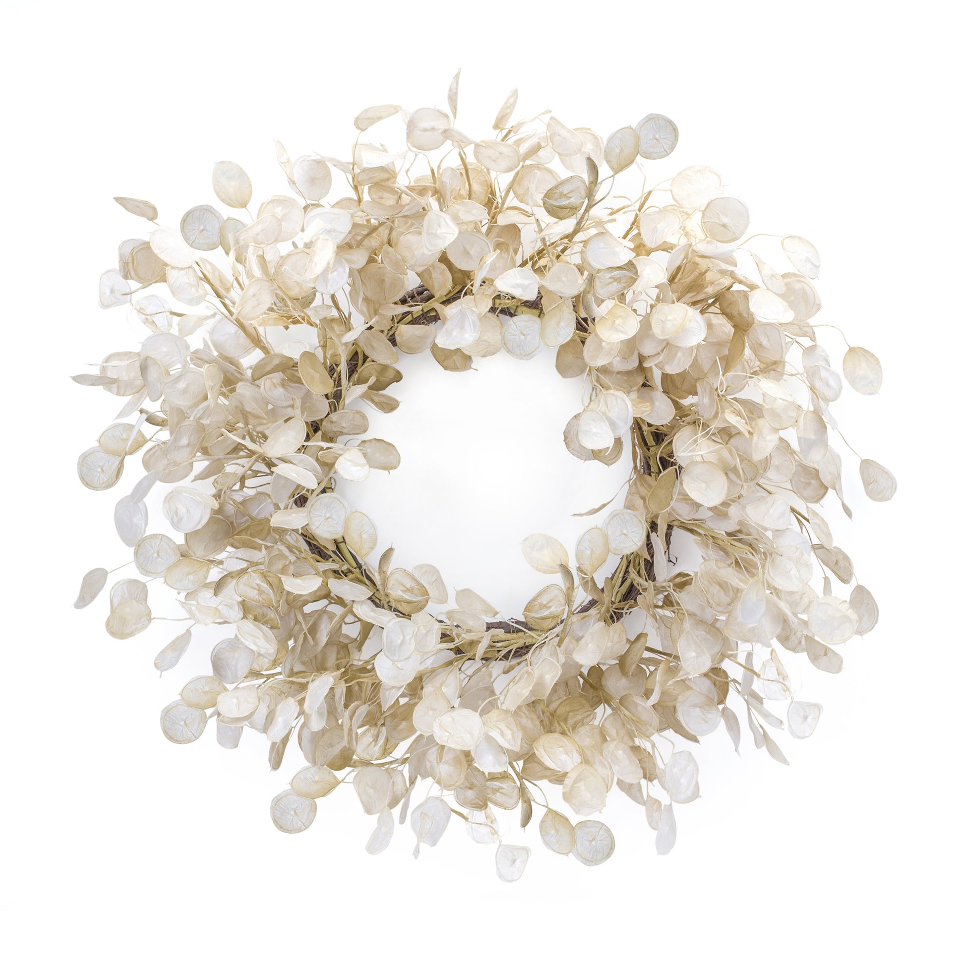 Silver Dollar Wreath 33"D Fabric