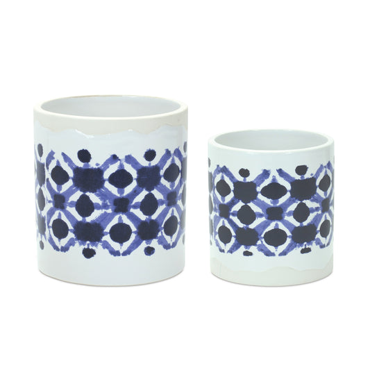 Pot (Set of 2) 4.5"D x 5"H, 5.5"D x 6"H Ceramic