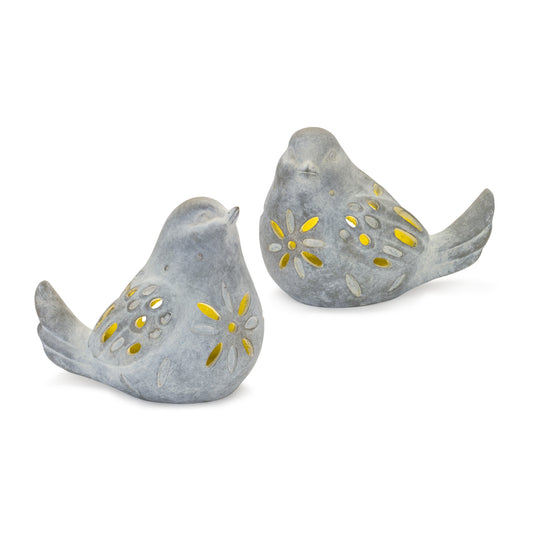 Bird w/Led (Set of 2) 5.5"H, 6.25"H Resin 2 AAA Batteries, Not Included